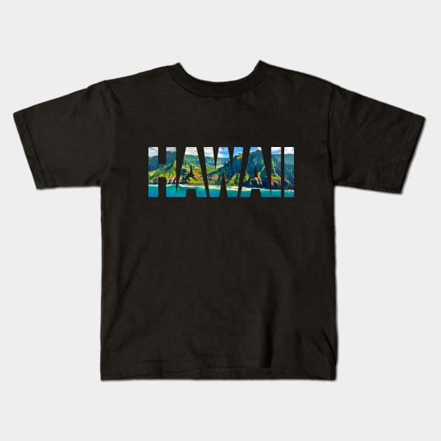 HAWAII Kauai - Na Pali Coastline Kids T-Shirt by TouristMerch